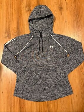 Under Armour Black & Gray Heather Long Sleeve Hooded Tee